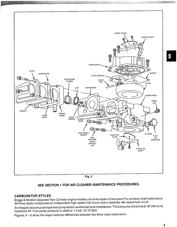 Product picture Diagram for Briggs 3-Screw Fuel Pump Carburetors